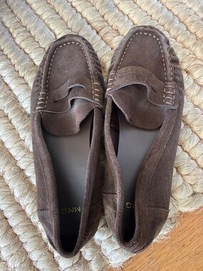 Brown Suede Penny Loafers mango